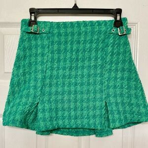 Forever 21 Green Checkered Tweed Mini Skirt